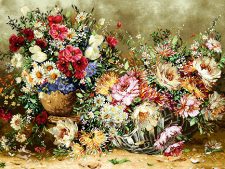 فروش اینترنتی نخ و نقشه تابلو فرش دستباف طرح دو گلدان با گل های زیبا - کد 1033