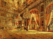 نخ و نقشه آماده بافت تابلو فرش طرح دربار قاجار یا تالار آیینه - کد 1748