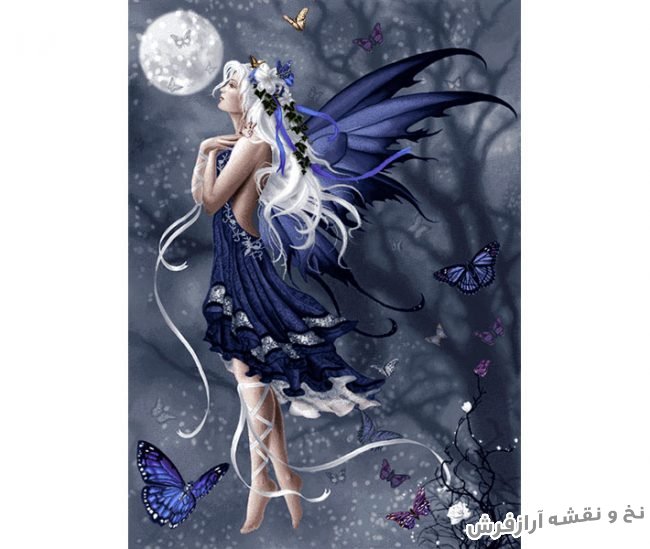 نخ و نقشه و مصالح کامل آماده بافت تابلو فرش طرح دختر ماه (فرشته) - کد 3264