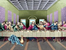 نخ و نقشه و مصالح کامل آماده بافت تابلو فرش طرح شام آخر حضرت عیسی کد 2021