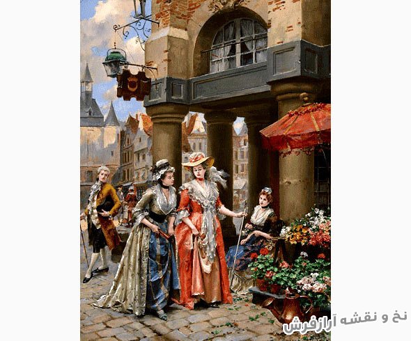 نخ و نقشه تبریز و مصالح آماده بافت طرح دختر گل فروش در بازارچه کد 1792
