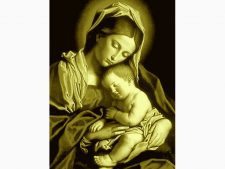 نخ و نقشه و مصالح بافت تابلو فرش طرح مهر مادر مریم مقدس کد 2090